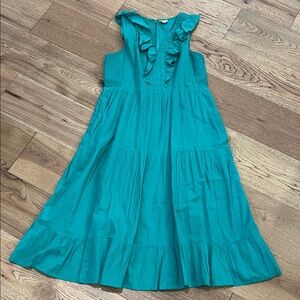 J. Crew Factory Teal Ruffle Tiered Sundress